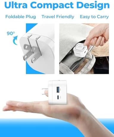 30W Charger for Apple Watch, 3-in-1 USB C Charging Block Travel Essentials, Portable Wall Charger with Foldable Plug, Fast Charging for iWatch Series 10/9/ 8/7/ 6/ Ultra/SE, iPhone, White - Image 5