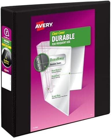 Avery Durable View 3 Ring Binder, 3 Inch Slant Rings, 1 Black Binder (17041 - Image 3
