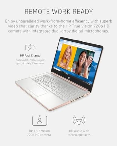 HP 14 Laptop • Back to School Limited Edition with Microsoft 365 • 4-Core Intel CPU • 32GB RAM •1600GB Storage (64GB OnBoard + 512GB P500 Portable SSD + 1TB OneDrive) • Pink • Win 11 - Image 7