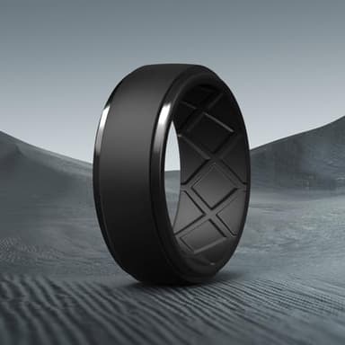 Egnaro Men's Silicone Rings 10mm Wide 2.5mm Thick Rubber Wedding Bands, Multipack 1/4/7 Breathable Comfort Fit For Workout - Image 3