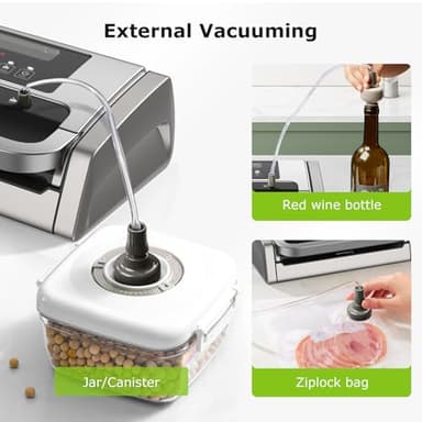 Bonsenkitchen Vacuum Sealer Machine, Powerful Low-Noise Food Vacuum Sealer, Globefish Technology for High-Speed Continuous Working (Full Silver) - Image 4