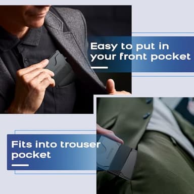 Mens Card Cases, Slim Card Holder Wallet for Men and Women, Minimalist RFID Blocking Wallet with Pop-Up Function, Thin Design, Metal Card Cases Holds 6+6 Cards, Gifts for Men, Men's Accessories - Image 5