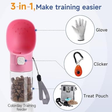 Colorday Handheld Dog Treat Dispenser Built-in Clicker & Treat Pouch, Hand Feeder for Puppy Training Walking Hiking Traveling (6.7 OZ, Pink) - Image 3