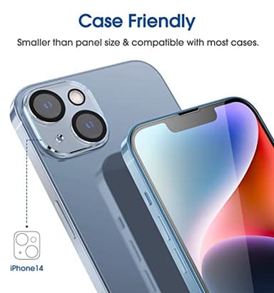 amFilm Tempered Glass Screen Protector + Camera Lens Protector for iPhone 14 6.1, Easy OneTouch Installation, Auto-alignment, Bubble Free Case Friendly, Anti-Scratch (Pack of 2) - Image 5