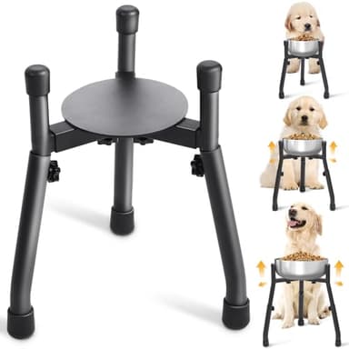 Elevated Dog Bowls, Adjustable Metal Raised Dog Bowl Stand For Medium & Large Dogs, Raised Dog Bowl,Dog Bowl Stand,Dog Food Bowl Stand,Adjustable Wide 6.3"-10.2",3 Height Adjustment(Bowl Not Included) (W 6.3"-10.2", H 8.8'',10.8",12.5", 1 PACK) - Image 1