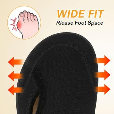 LeIsfIt Womens Slippers Wide Diabetic Shoes Adjustable Arthritis Edema House Shoes Indoor Outdoor Slippers Black Size 8 - Image 2