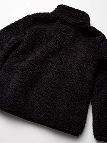 Amazon Essentials Girls' Sherpa Fleece Quarter-Zip Jacket, Black, Large - Image 2