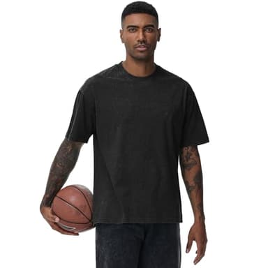 4 Pack Men's Oversized Cotton T-Shirts Loose Fit Vintage Tee Short Sleeve Casual Tshirts Solid Tops(BKAGCFBG,L) - Image 2