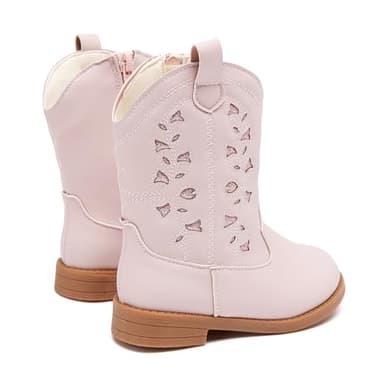 BMCiTYBM Toddler Girls Cowgirl Boots Little Kids Mid Calf Western Boots Cowboy Boots Pointed Toe Riding Shoes Glitter Pink Size 8 Toddler - Image 5