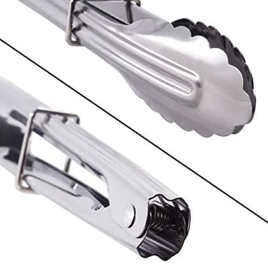 HINMAY Mini Stainless Steel Food Tongs with Silding Rings 7-Inch - Set of 6 - Small Clam Shell Service Tongs for Serving Appetizers, Desserts, Salads, Barbecue and Cooking (Silver) - Image 5