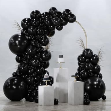 PartyWoo Black Balloons 128 pcs Different Sizes Pack of 18 12 10 5 Inch Matte Black Latex Balloon Arch Kit Garland for Graduation Halloween New Year Anniversary Birthday Party Decorations Black-Y18 - Image 1
