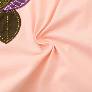 FreeLu Girls Cute Cartoon Appliques Dress Cotton Short Sleeve Summer Dresses Jersey Playwear(7T,Butterfly Sunflower Pink) - Image 5