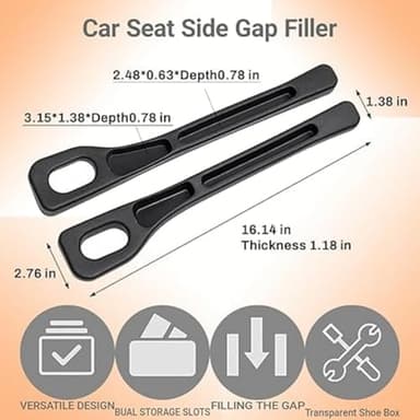 FFKQBH No Drop Seat Guard,Car Seat Gap Filler,Drop seat Gap fillers Between Seat and Console Stop Things from Dropping (Black) - Image 3