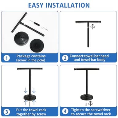 RUMOSE 13 Inch Oil Rubbed Bronze Towel Stand Hand Towel Holder Bathroom Kitchen Vanity Countertop T-Shape Towel Rack Free Standing Stainless Steel Towel Bar Towel Ring - Image 9