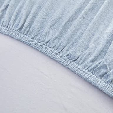 LIFETOWN 100% Jersey Knit Cotton Sheet, Extra Deep Pocket, 1 Fitted Sheet with 2 Pillowcases, Wrinkle-Free Ultra Soft (Heathered Greyish Blue, King) - Image 6