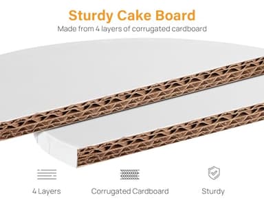 Kootek Cake Boards Drums 12 Inch Round, 1/2" Thick Professional Fully Wrapped Edges Decorating Supplies, White 6-Pack Sturdy Corrugated Cardboard Base, Base para Pastel - Image 3
