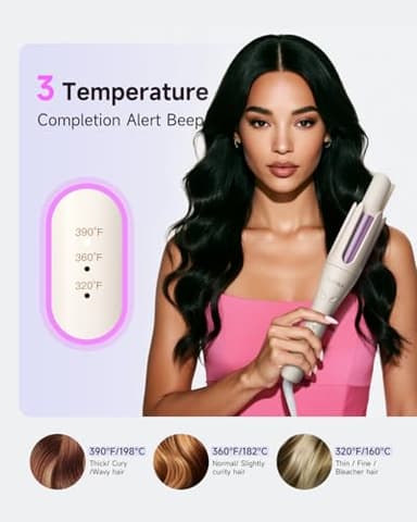 TSUYAGLA Automatic Hair Curler, 1 1/4 Inch Rotating Curling Iron with 3 Temp, 500 Million Ionic, 2-Way Rotation,10S Fast Heating, Anti-Scald, Anti-Tangle Rotating Curling Wand for Long Hair - Image 6