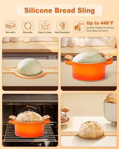 Sourdough Bread Baking Supplies Tools,10 Inch Oval & 9 Inch Round Banneton Bread Proofing Basket Set,Sourdough Starter Kit Gift for Bread Making (white with Starter Jar) - Image 7