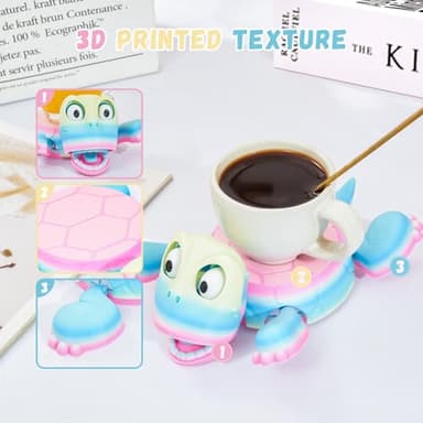 ASDTGOE 3D Printed Funny Turtle Coasters - Colorful Wacky Turtle Coaster Stress Relief Toys, Desktop Decorations for Home, Office, Party, One Piece (Athenian Stone) - Image 4