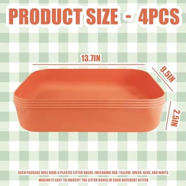 Small Litter Box, Plastic Kitten Litter Box, 13.9 x 9.8 x 3 Inch Open Litter Box for Small Pet, Easy to Clean (Orange 4PCS) - Image 2