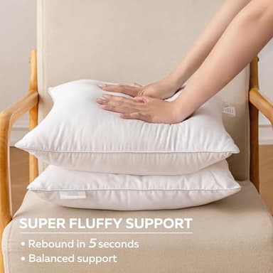 Oubonun 20x20 Throw Pillows Inserts Pack of 2, Decorative White Square Pillow Inserts, Premium Fluffy Pillow Insert Pair for Sofa Couch Living Room - Image 2