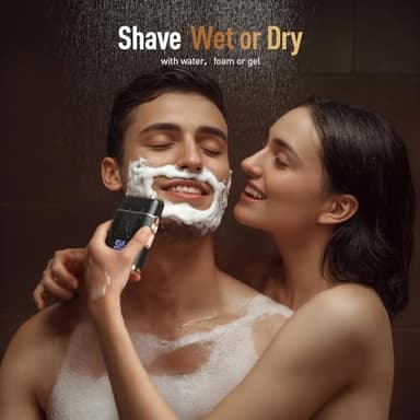 Foil Shavers for Men, High Speed Double Floating Blades Electric Razor, IPX6 Waterproof Dry/Wet, 2 Adjustable Speed Electric Shaver with LED Display, USB-C Deep Black - Image 7