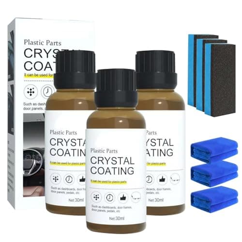 (3PC) Crystal Coating for Car Plastic Parts,2025 New Plastic Parts Crystal Coating,Easy to Use Car Refresher,Long Duration Refurbishing Agent with Sponge - Image 1