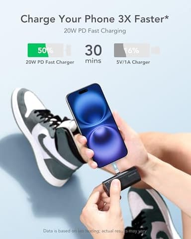 charmast Portable Charger USB C for iPhone 17/16/15, 5000mAh Fast Charging Battery Pack with Built-in Type-C Connector, 20W Mini Power Bank for iPhone 17/16/15 Series, Samsung S22/23 Series, and More - Image 3