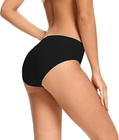 voenxe Seamless Underwear for Women Black,Hipster No Show Ladies Panties Line,Breathable Stretch Bikini,Invisible Workout Briefs,Comfortable Soft Undies,Gym Underpants,5 Pack - Image 3