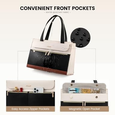 LOVEVOOK Laptop Tote Bag for Women, 15.6 Inch Faux Leather Computer Bags Waterproof Business Office Work Bag Briefcase Large Women Shoulder Bag - Image 3