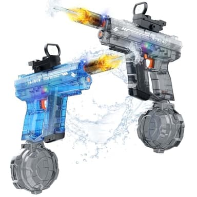 Vmiya Electric Water Gun 2 Pack for Adults and Kids, Light Up Automatic Squirt Gun Watergun, 800CC Large Capacity, 26-33 FT Long Range, Summer Outdoor Beach Pool Party Toy Gift - Image 1