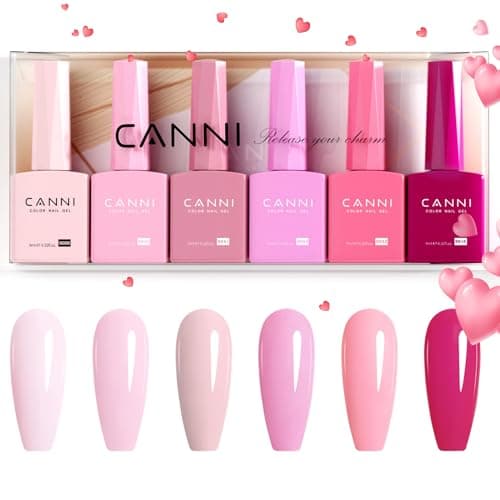 CANNI 9ml Hema-Free Gel Nail Polish Set- 6Pcs Light Pink Nail Gel Manicure Kit, Soak Off LED Polish DIY at Home Salon Gifts for Women Girls - Image 1