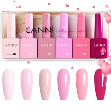 CANNI 9ml Hema-Free Gel Nail Polish Set- 6Pcs Light Pink Nail Gel Manicure Kit, Soak Off LED Polish DIY at Home Salon Gifts for Women Girls - Image 1