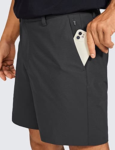 CRZ YOGA Men's All Day Comfy Golf Shorts - 9" Stretch Lightweight Flat Front for Casual Work with Pockets Ink Gray 36W x 9L - Image 3