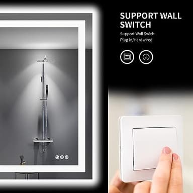 LOAAO 48"X40" LED Bathroom Mirror with Lights, Anti-Fog, Dimmable, Backlit + Front Lit, Lighted Bathroom Vanity Mirror for Wall, Memory Function, Tempered Glass, Shatter-Proof, ETL Listed - Image 6
