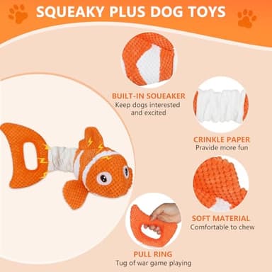 Molantaule Squeaky Dog Toys, Durability Interactive Tug of War Puppy Toys for Indoor and Outdoor Play - Stuffed Pet Dog Toys with Soft Fabric Suitable for Small, Medium, and Large Dogs - Image 3