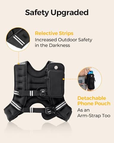 PACEARTH Weighted Vest,4lb/6lb/10lb/12lb/16lb/20lb/25lb/30lb Weight Vest with Reflective Stripe, Body Weight Vests Adjustable for Men, Women Workout, Strength Training, Running, Walking, Jogging - Image 4