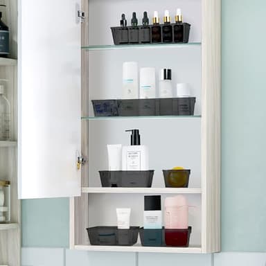 WOWBOX 25 PCS Plastic Drawer Organizer Set, Desk Drawer Divider Organizers and Storage Bins for Makeup, Jewelry, Gadgets for Kitchen, Bedroom, Bathroom, Office, Black - Image 6