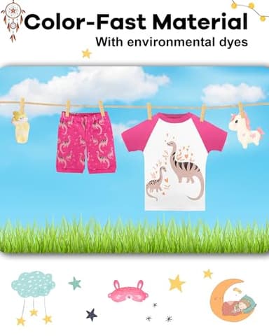 DAUGHTER QUEEN Girls Pajamas 18-24 Months Summer PJs Dinosaur Pj Sets Baby Toddler 100% Cotton Short Sleeve Jammies Space Sleepwear Sleeping Clothes 18m/Mo 24m/Mth - Image 7