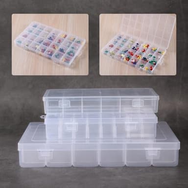 2Pcs Clear Visible Plastic Storage Box- Rectangular Storage Box, Suitable For Beads, Screws Hardware Accessories Organizer Box Art DIY, Crafts, Jewelry, Fishing Tackle, With Label Stickers (36Grids) - Image 6