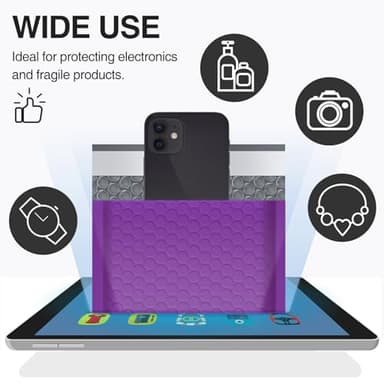 UCGOU Bubble Mailers 8.5x12 Inch Purple 25 Pack Usable Size 8.5x11 Poly Padded Envelopes #2 Medium Mailing Opaque Packaging Postal Self Seal Waterproof Boutique Shipping Bags for Clothes Makeup - Image 5
