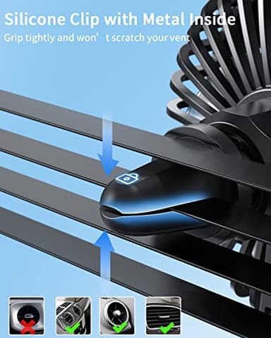 TriPole Car Fan USB Powered - Powerful 3 Speed, Portable Cooling Clip Fan for Car Vent, Quiet Brushless Motor, 360 Degree Rotatable, Air Circulation for Vehicle, Van, Truck, SUV, RV - Image 2