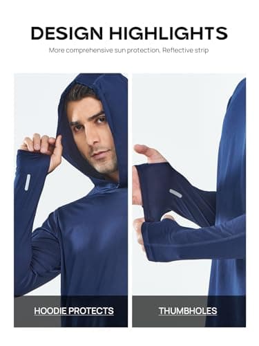 NORTHYARD Men's Sun Hoodie Shirts Long Sleeve Fishing Swim SPF Shirt Rash Guard UPF 50 Lightweight for Hiking Workout Navy 4XL - Image 4