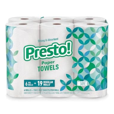 Amazon Brand - Presto! Flex-a-Size Paper Towels, 158 Sheet Huge Roll, 12 Rolls (2 Packs of 6), Equivalent to 38 Regular Rolls, White - Image 3