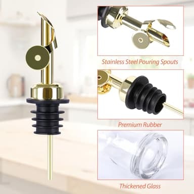 Alotpower Olive Oil Dispenser Bottles Set - 2 Pack 500ml Empty Kitchen Oil Containers with Gold Lids & 24 Labels, Round Oil & Vinegar Dispenser for Cooking - Image 3