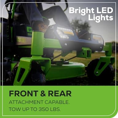 Greenworks 60V 42” Cordless Electric CrossoverZ Zero Turn Riding Mower, (4) 8.0Ah Batteries and (2) Dual Port Turbo Chargers - Image 8
