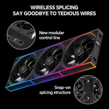 Thermalright TL-M12QR X3 120mm PC Reverse Blade Case Fans, Daisy-Chain | 1500RPM | ARGB | Dual Infinity Mirrors Lighting for Gaming Build(3-Pack) - Image 2