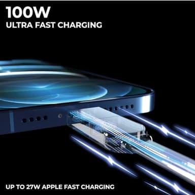 Rolling Square inCharge X - USB C Charger Cable, Lightning Cable for Smartphone, Universal Cable Charger 6 in 1, USB Plug, Black, 100W - Image 3