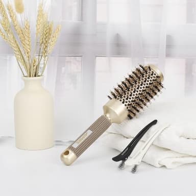 AIMIKE Round Brush for Blow Out, Medium Round Hair Brush Nano Thermal Ceramic & Ionic Tech, for Blow Drying & Styling, Curling and Shine - 2.9 inch Barrel w/Boar Bristles - Image 8