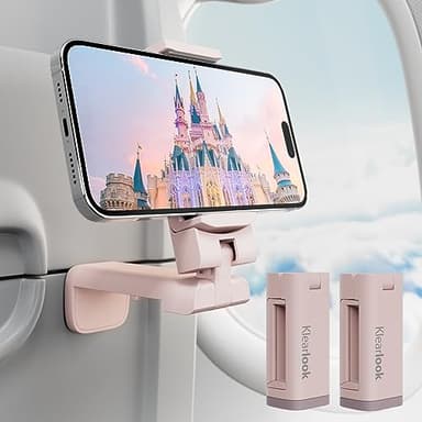 2 Pack Klearlook Universal Airplane Phone Holder, 360° Rotatable Phone Mount for Airplane Tray Table & Desk, Hands-Free Adjustable Phone Stand for Flight Essentials Must Have Accessories - Image 1